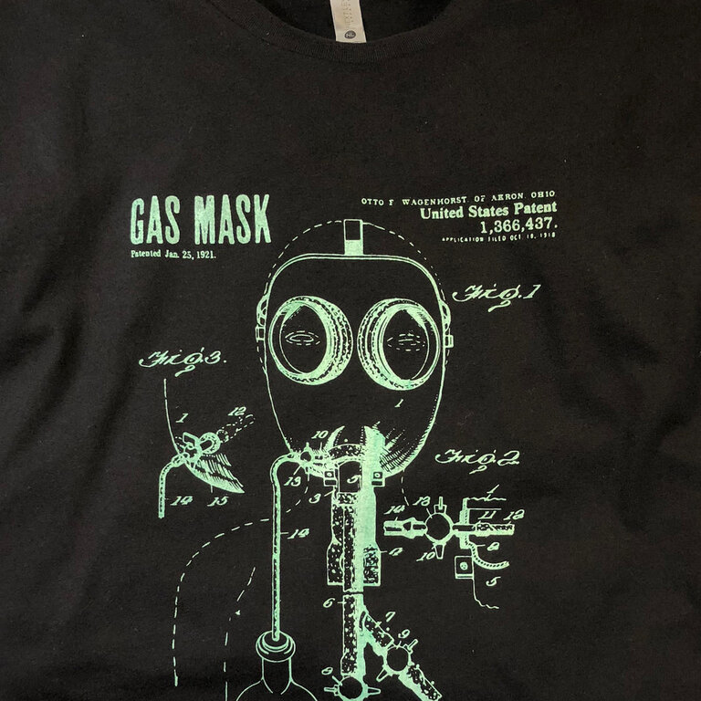 Burly Shirts Burly Shirts Gas Mask Patent Art Tee - Black