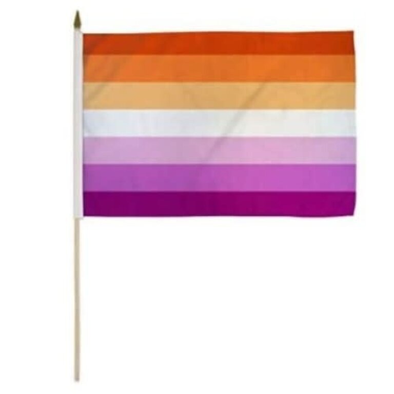 Pride not Prejudice Flag Stick Lesbian Sunset 4 inches x 6 inches