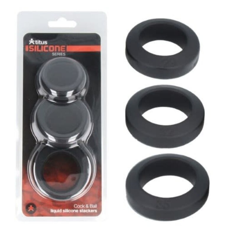 Titus Titus Silicone Series 3-Pack Stackers Cock & Ball Rings - Black