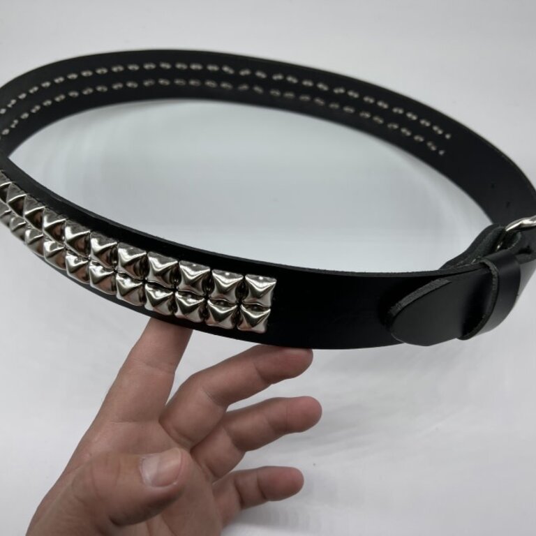 Kookie Kookie - Black Leather 2 Row pyramid studs Belt