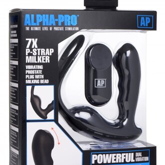 Alpha-Pro Alpha-Pro 7X P-Strap Milking and Vibrating Prostate Stimulator with Cock and Ball Harness