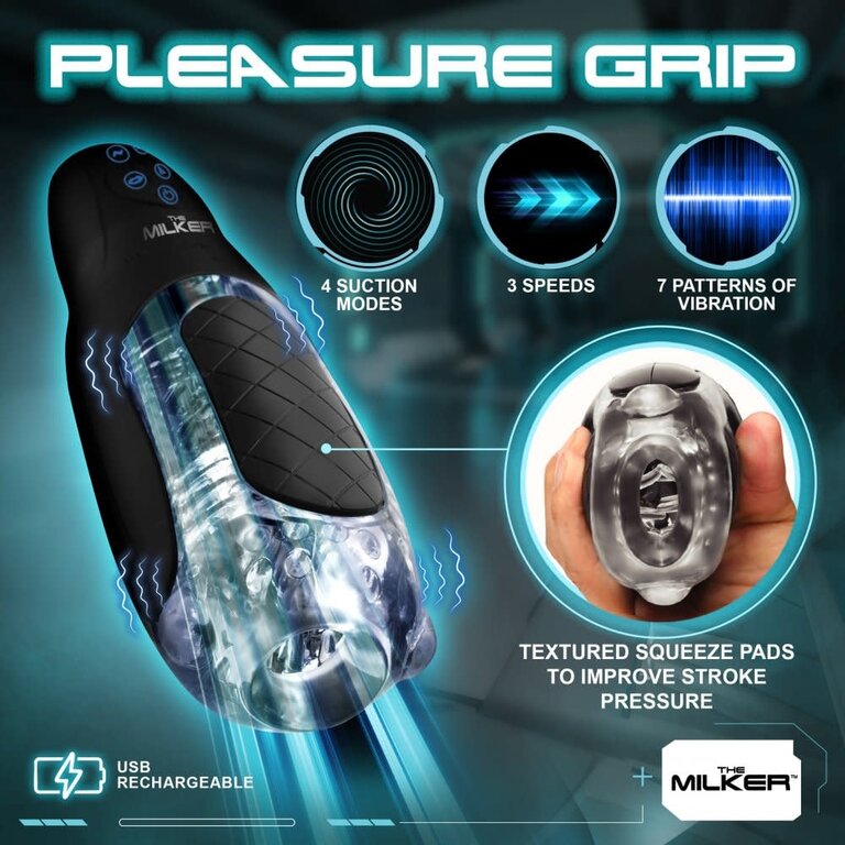 The Milker The Milker Pleasure Grip Sucking & Vibrating Masturbator