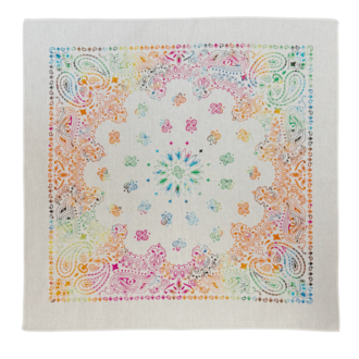 The Bandanna Co. Bandanna Co. Paisley White Rainbow 22'' X 22''