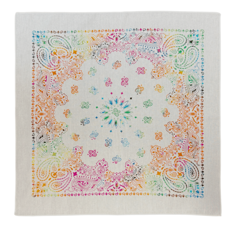 The Bandanna Co. Bandanna Co. Paisley White Rainbow 22'' X 22''
