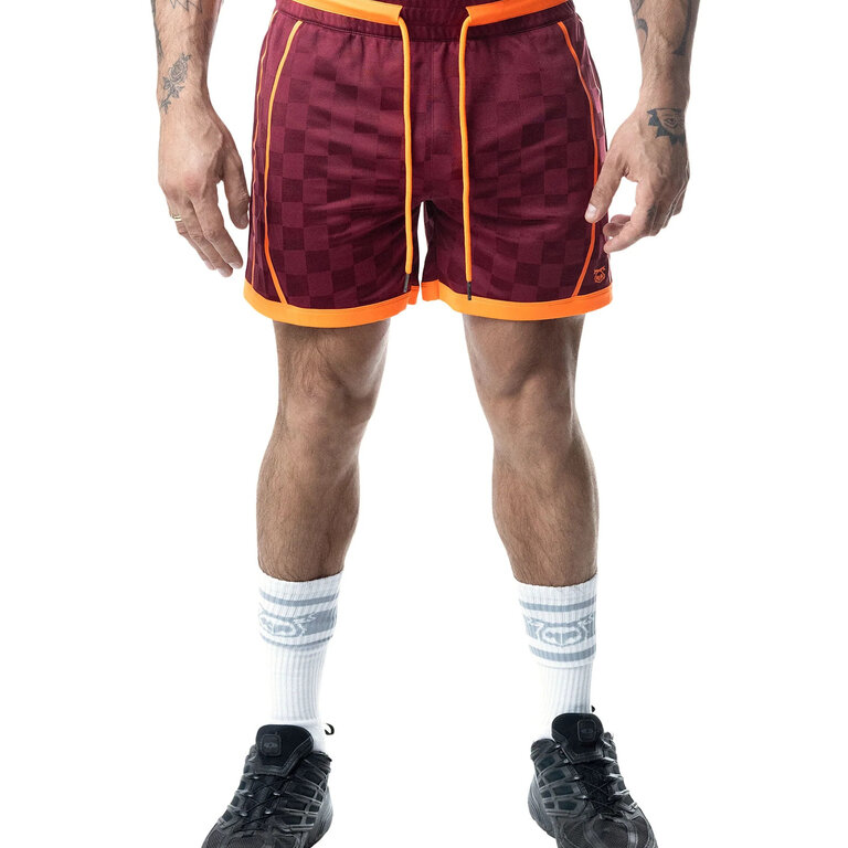 Nasty Pig Nasty Pig Rival Rugby Short - Burgundy/Vibrant Orange