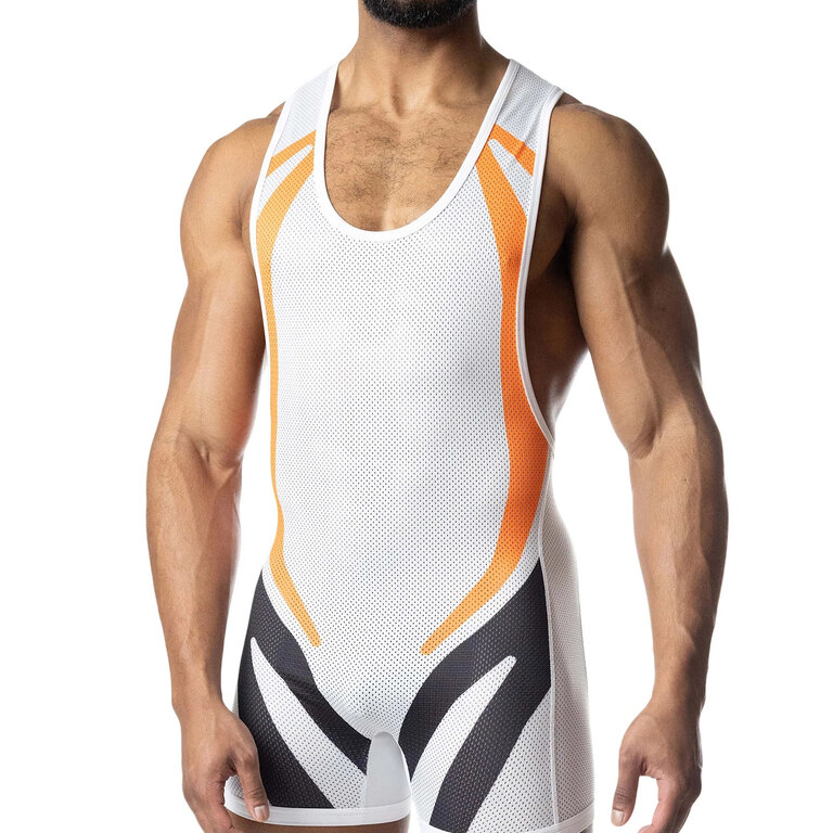 Nasty Pig Nasty Pig Hyper Singlet - White/Vibrant Orange/Black