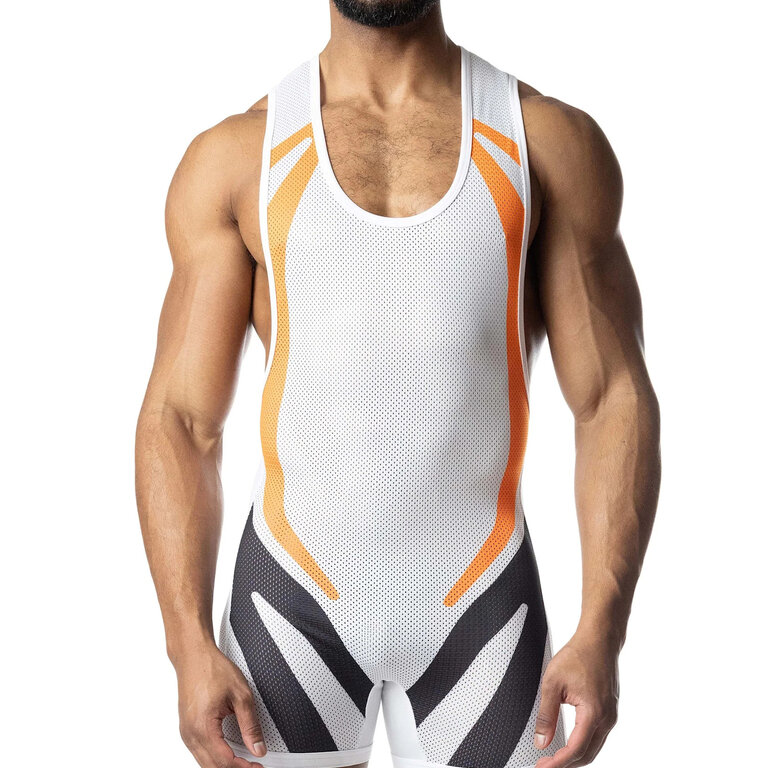 Nasty Pig Nasty Pig Hyper Singlet - White/Vibrant Orange/Black