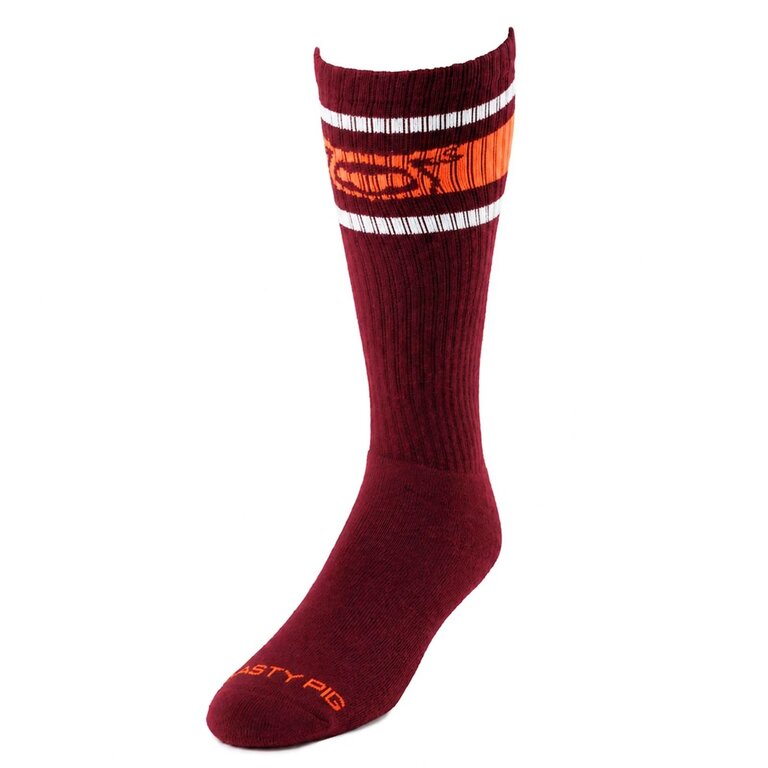 Nasty Pig Nasty Pig Hook'd Up Sport Sock 3.0 - Burgundy/Vibrant Orange/White