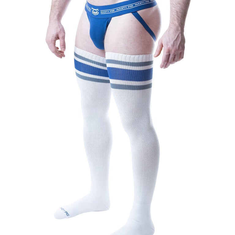 Nasty Pig Nasty Pig Hook'd Up Thigh High Sock - White/Quartz Blue/Mirage Blue