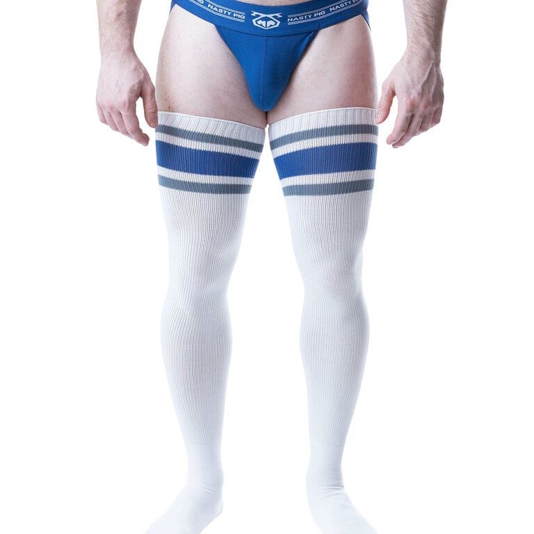 Nasty Pig Nasty Pig Hook'd Up Thigh High Sock - White/Quartz Blue/Mirage Blue