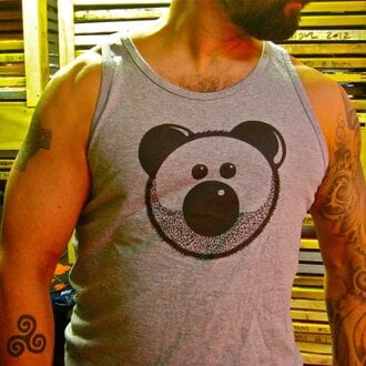 Burly Shirts Burly Shirts Beardy Bear Grey Tank