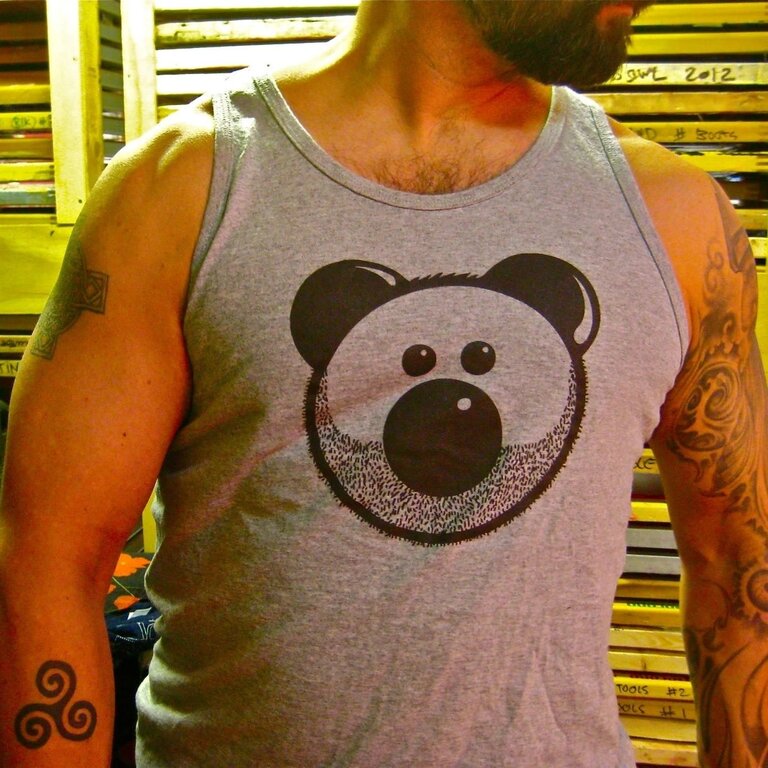 Burly Shirts Burly Shirts Beardy Bear Grey Tank