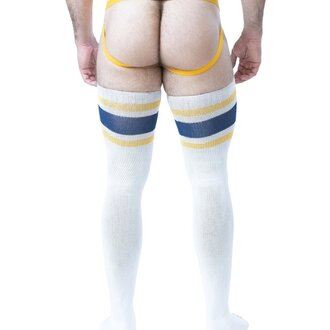 Nasty Pig Nasty Pig Hook'd Up Thigh High Sock - White/Cadet Blue/Goldenrod