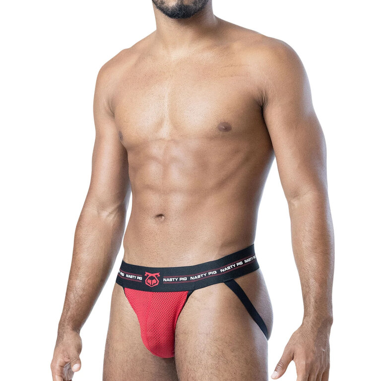 Nasty Pig Nasty Pig Core Mesh Jock Strap - Black/System Red/White