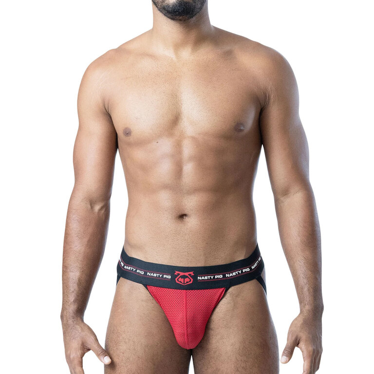 Nasty Pig Nasty Pig Core Mesh Jock Strap - Black/System Red/White