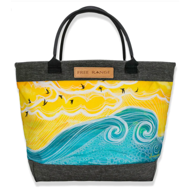 Free Range Canvas Artist Series Tote: "A Sunny Day and Three Waves"