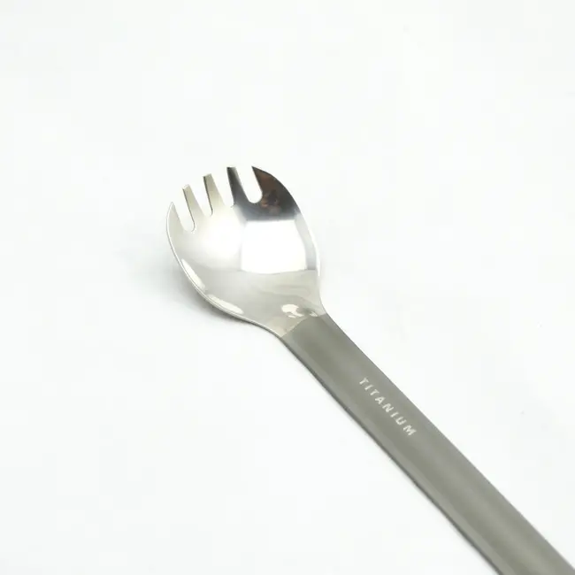 Titanium Long Handle Spork with Polished Bowl
