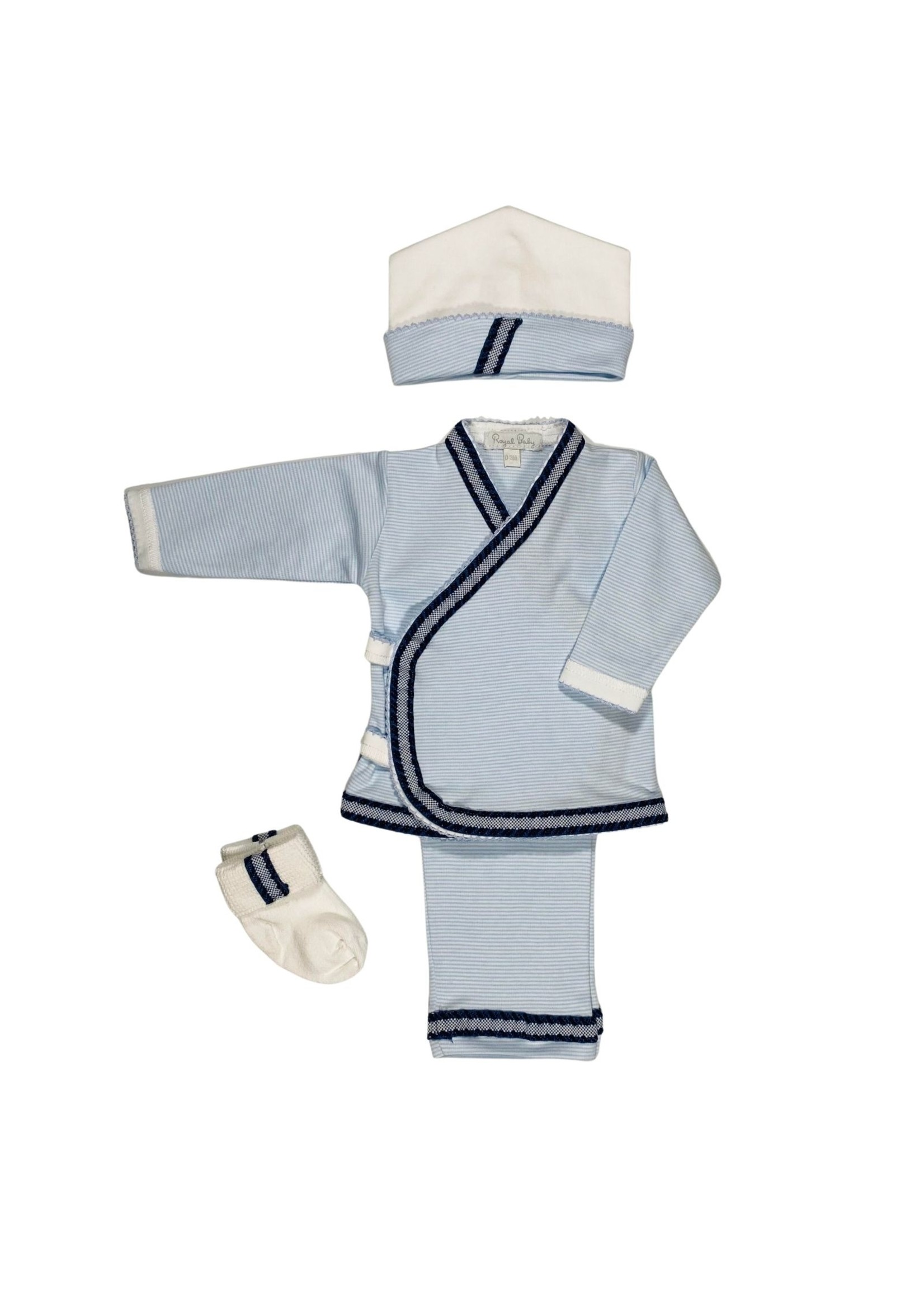 Royal Baby Royal Baby Pale Blue Stripe/Navy Tweed Take Me Home Set