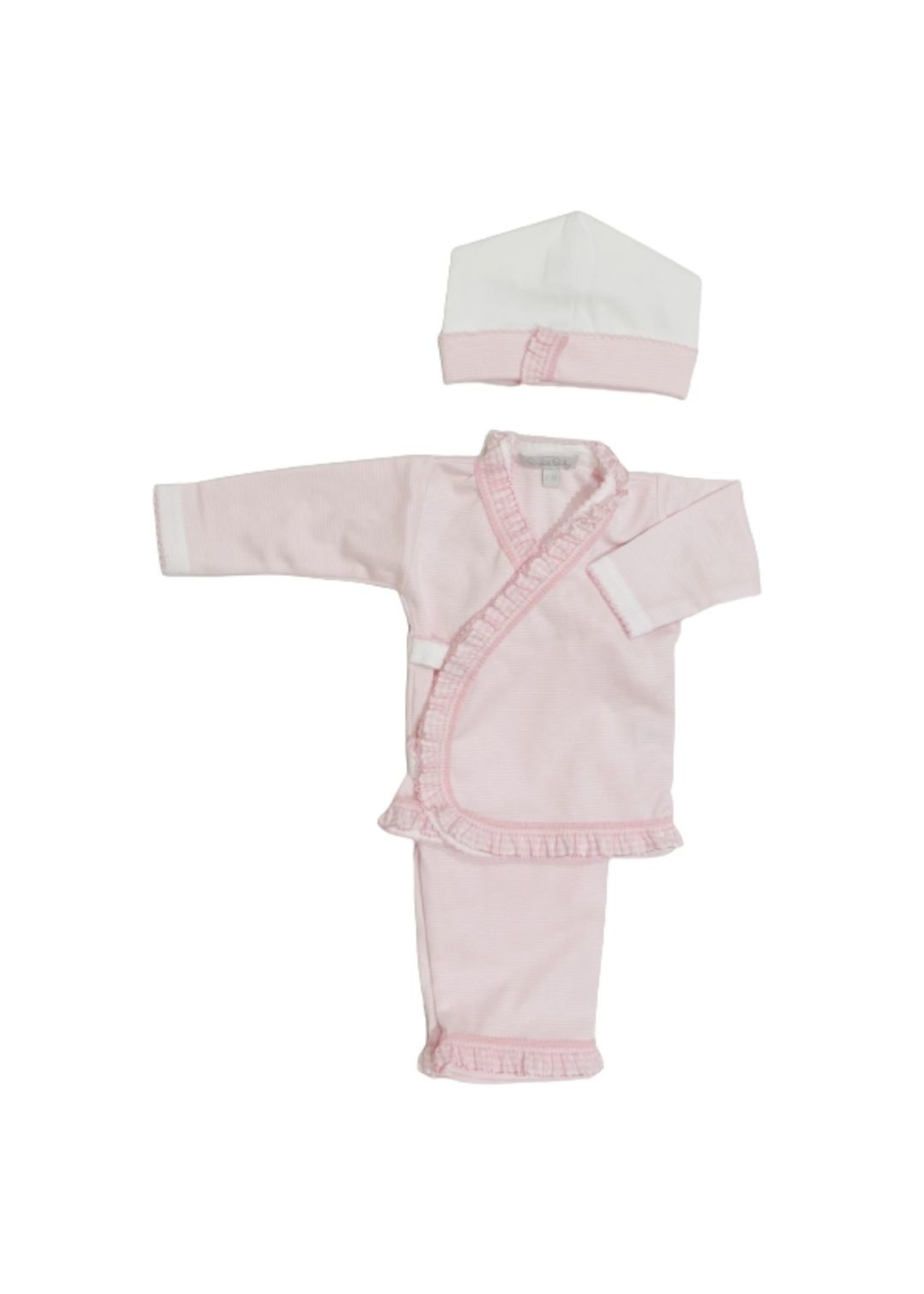 Royal Baby Royal Baby Pink Stripe Ruffle Trim Take Me Home Set