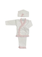 Royal Baby Royal Baby All White/Pink Gingham Ruffle Trim Tale Me Home Set