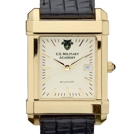 West Point Men’s Gold Quad Watch with Leather Strap (Special Order)