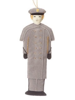 St. Nicholas Co. Female Cadet Ornament in Gray Overcoat, Caucasian