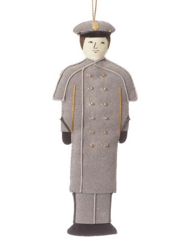 St. Nicholas Co. Male Cadet Ornament in Gray Overcoat , Caucasian