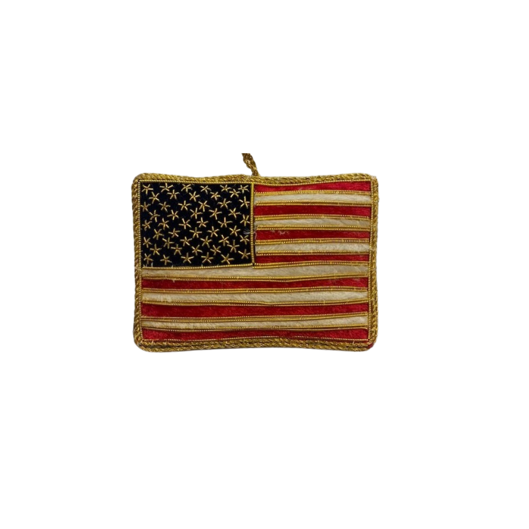 St. Nicholas Co. Embroidered American Flag Ornament