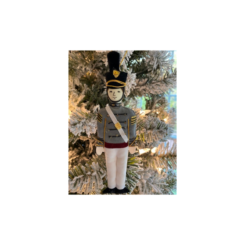 St. Nicholas Co. Male Cadet Ornament with Tarbucket, Caucasian