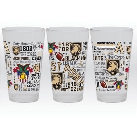 Frosted Pint Glass with All Over Post Map, 16 ounce