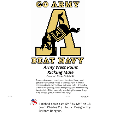 Kicking Mule Cross Stitch Kit  (Go Army Beat Navy)