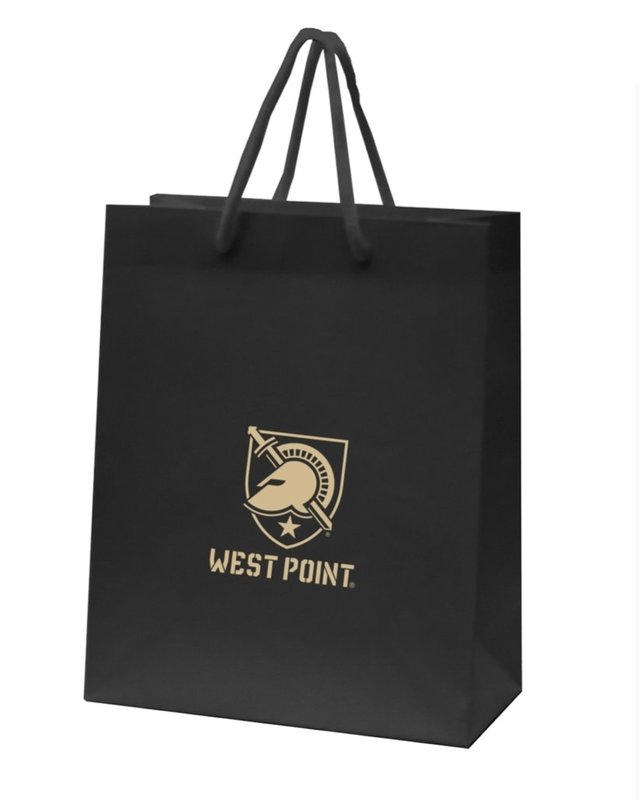 Black West Point Gift Bag,  with Athletic Shield, 8" by 10"