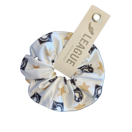 League Collegiate White Scrunchie with Stars and Shields