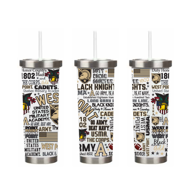 24oz Wrapped West Point Travel Tumbler with Straw