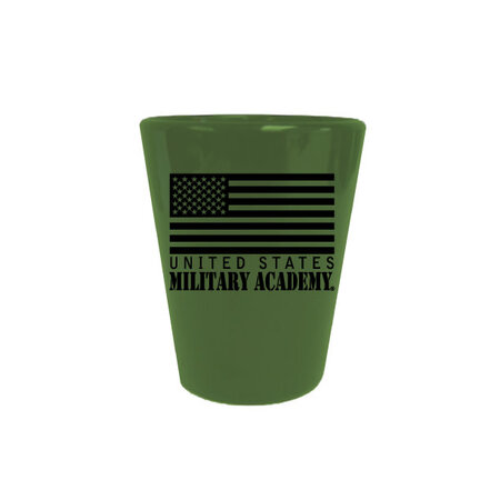 1.5oz  USMA/Military Green Shot glass w/ Flag