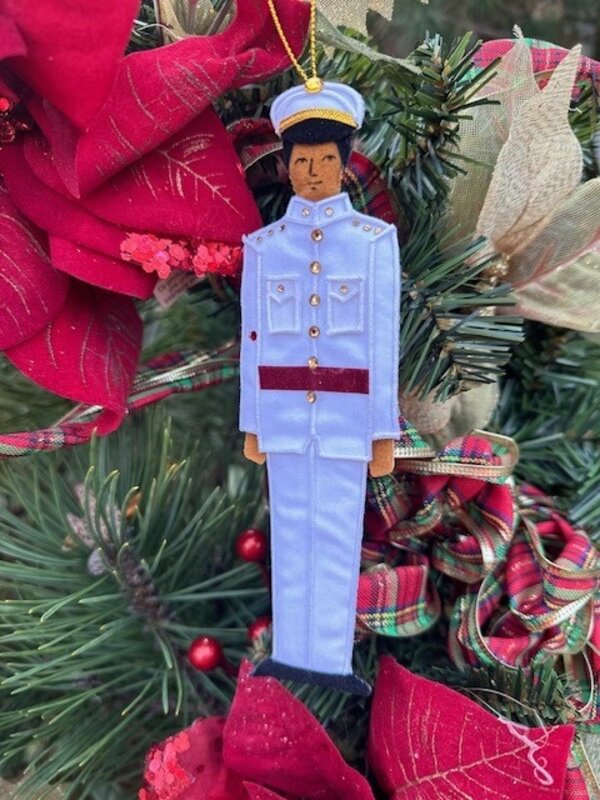 St. Nicholas Co. Male Cadet Ornament in India Whites, African American