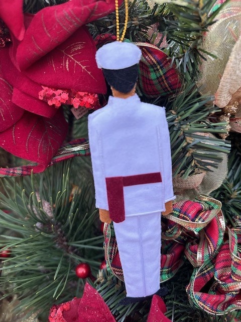 St. Nicholas Co. Male Cadet Ornament in India Whites, African American
