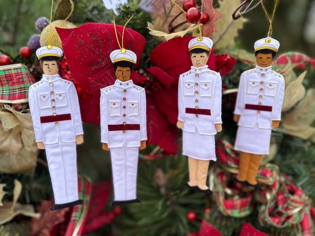 St. Nicholas Co. Male Cadet Ornament in India Whites, African American
