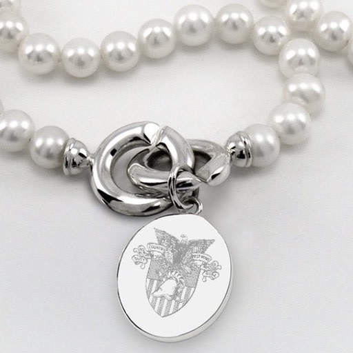 West Point Pearl Necklace with USMA Crest Silver Charm (Special Order)
