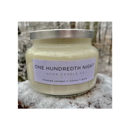 Noor Candle Company “One Hundredth Night” Hand-Poured Soy Candle, 10 ounce (Frosted Juniper, Citrus, Pine)