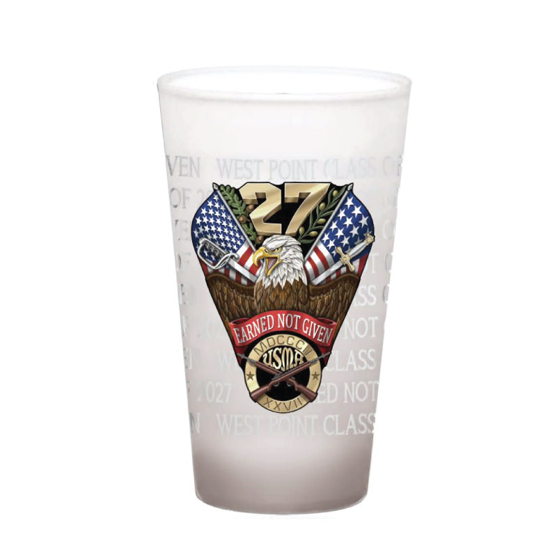 West Point Class of 2027 Crest Frosted Pint Glass, 16 oz.