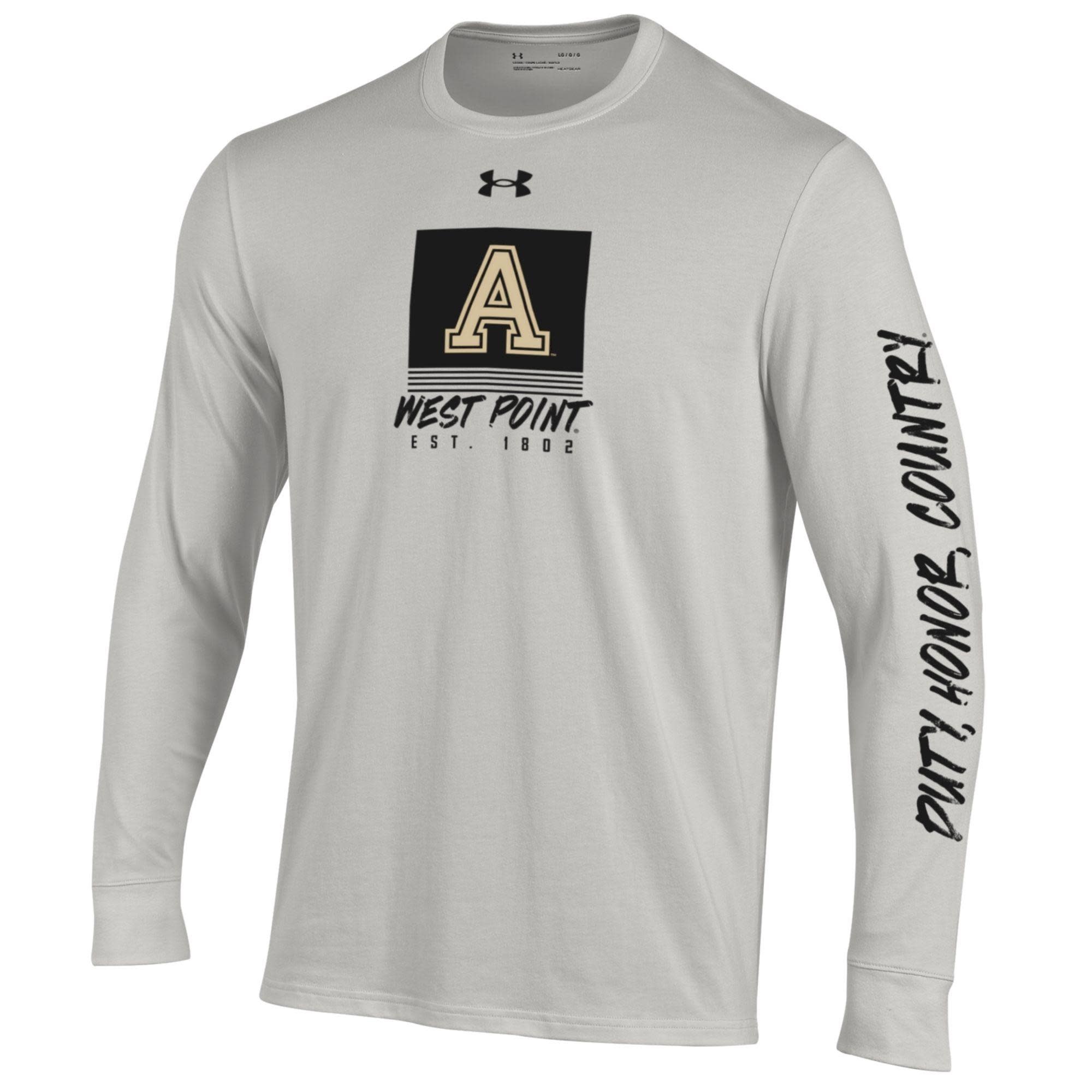 Under Armour Performance Cotton Long Sleeve Tee (Duty, Honor, Country), Silver Heather