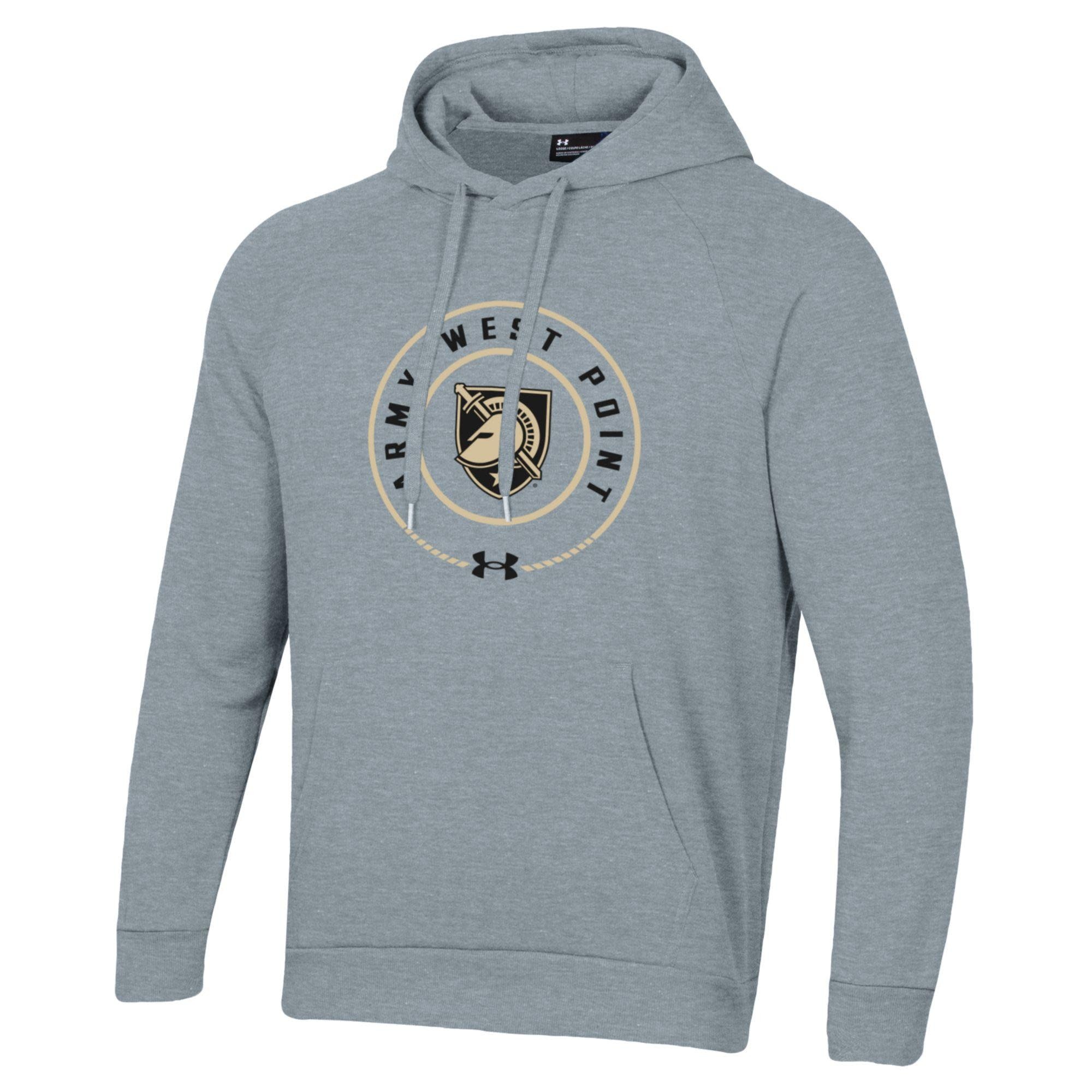 Under Armour Army/West Point Rival Fleece Hooded Sweatshirt, True Gray