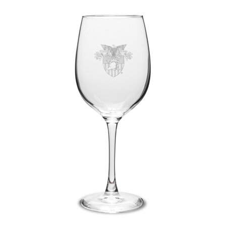 West Point Crest Wine Glass, 16 ounce