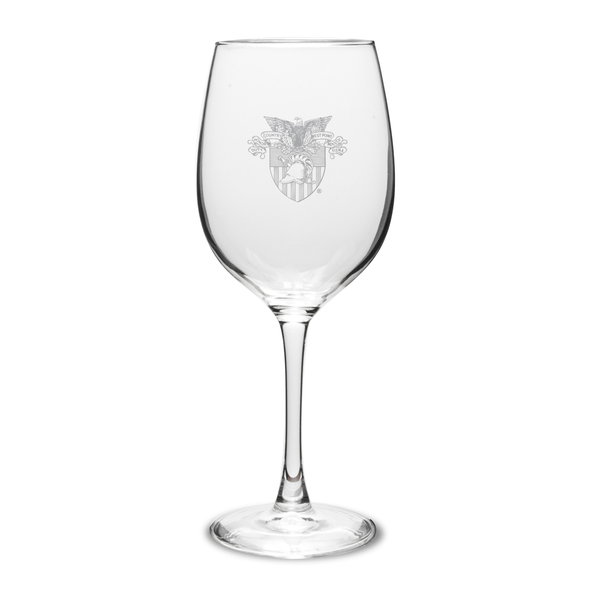 West Point Crest Wine Glass, 16 ounce