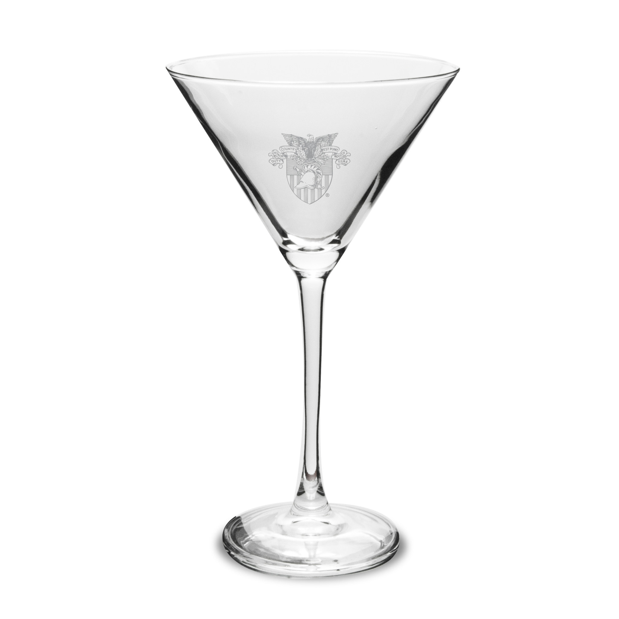 West Point Crest Martini Glass, 10 oz