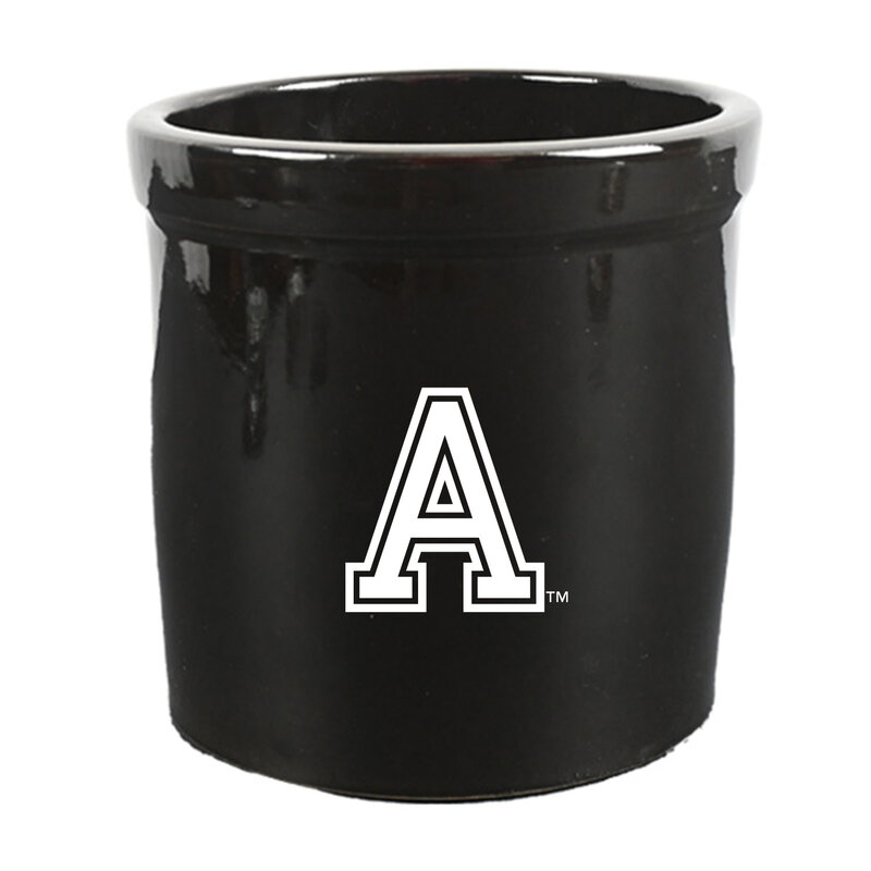 West Point Two Quart Crock, Black, Army "A"