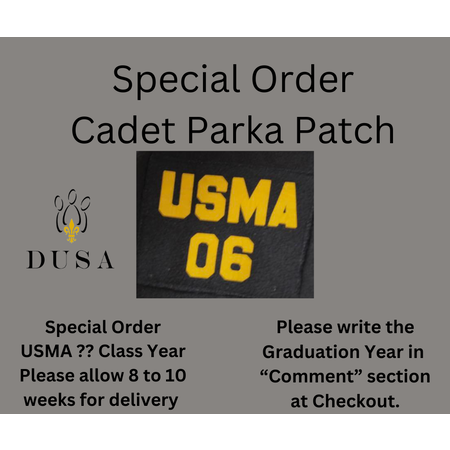 Cadet Parka Patch Black/Gold Special Order Year, allow 8 to 10 weeks