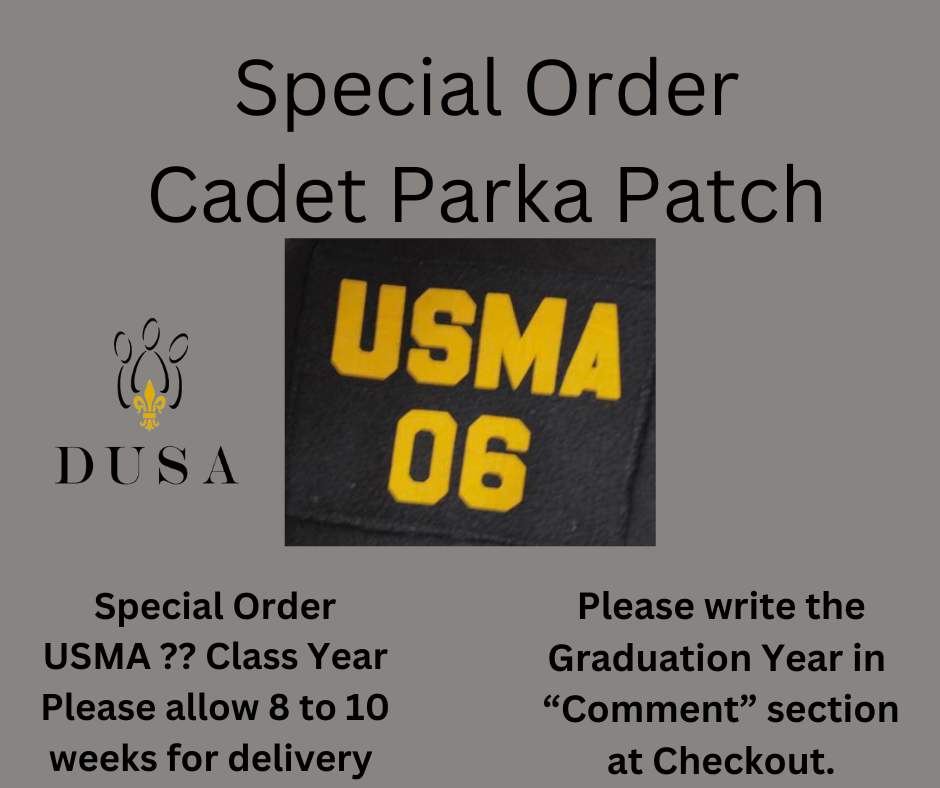 Cadet Parka Patch Black/Gold Special Order Year, allow 8 to 10 weeks