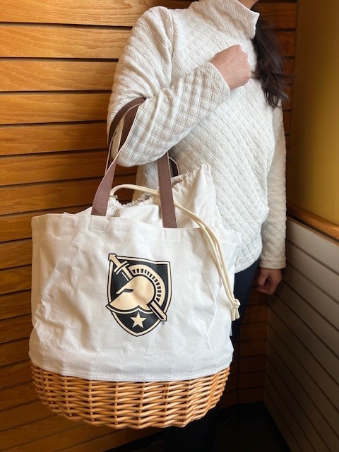 West Point Black Knights Canvas & Willow Basket Tote